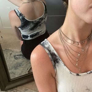 Black and White Tie-dye Tank